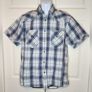 Men's Red Level Nine Plaid Button Down Short Sleeve Shirt - XL